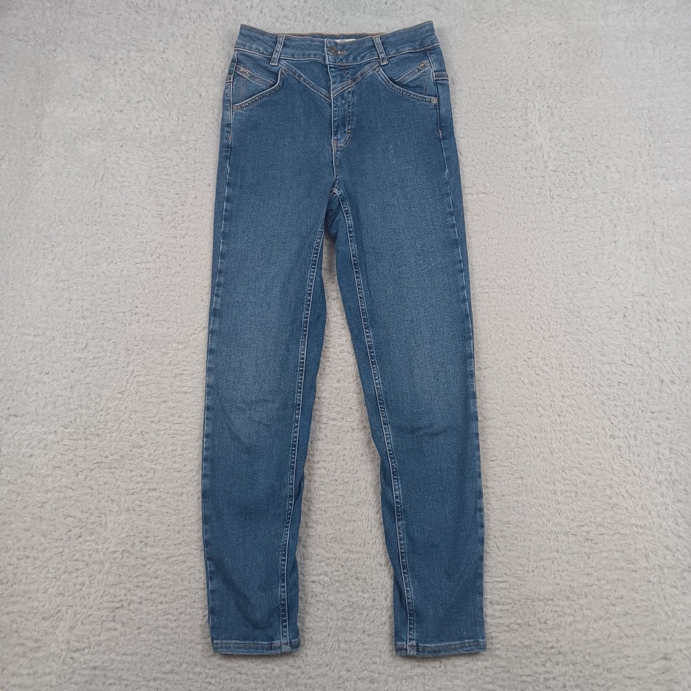 Free People We The Free Skinny Jean Women 28 Blue Western Yoke Seam Detail